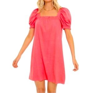 Pomander Place Tuckernuck Darcy Dress Small Coral Linen Blend Summer Chic Beach‎